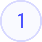Purple number one in white circle with purple outline.