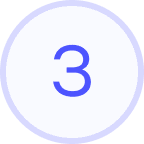 Purple number three in white circle with purple outline.
