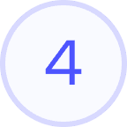 Purple number four in white circle with purple outline.