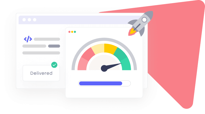 Skyrocket, green checkmark and pink triangle.