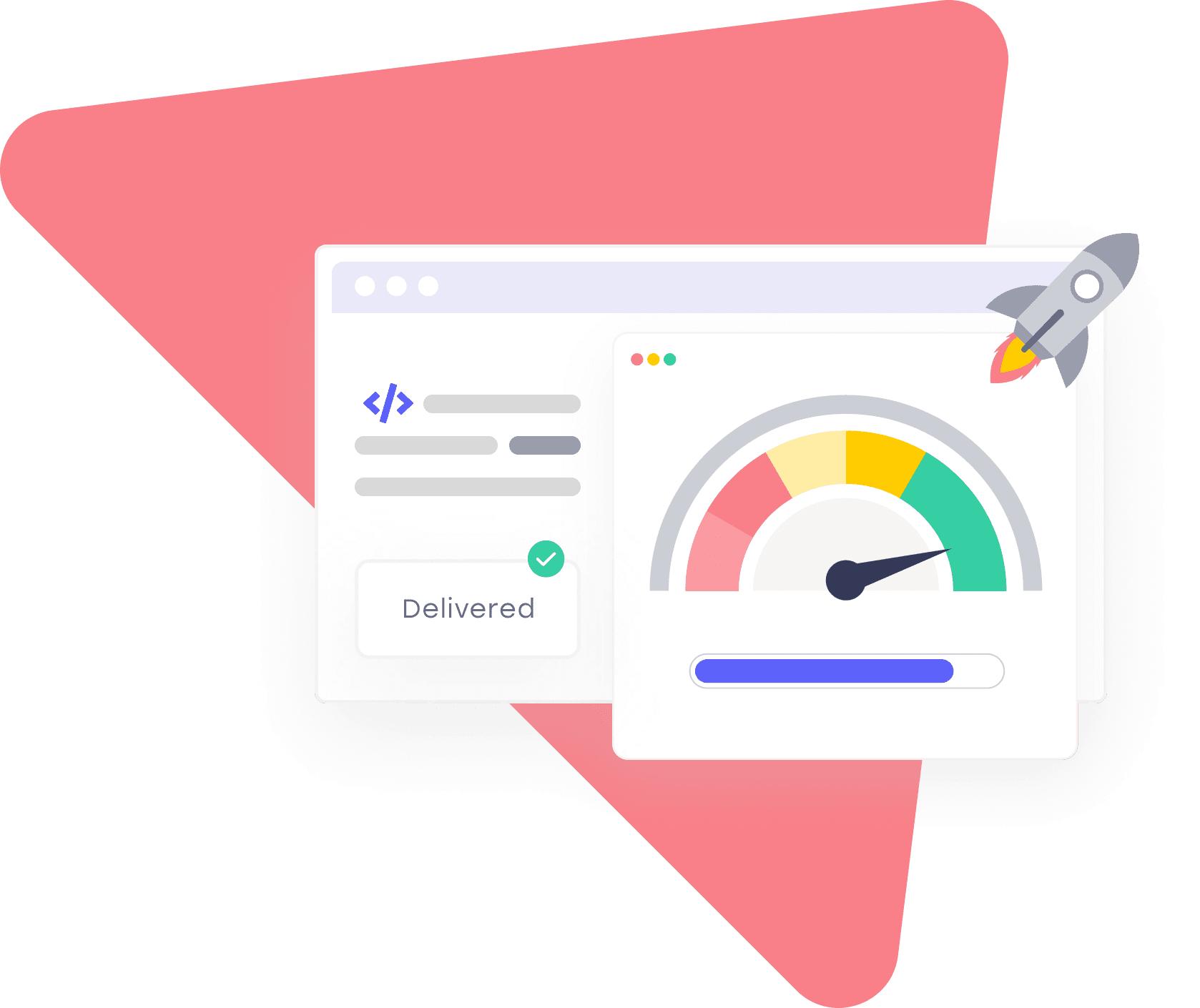 Skyrocket, white open tab and pink triangle.