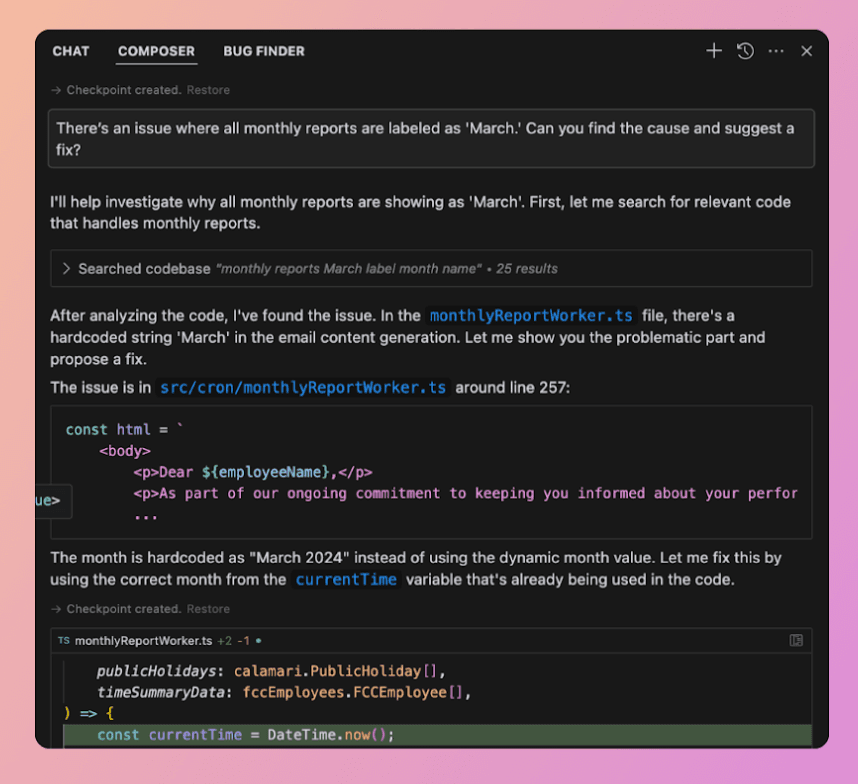 Finding and fixing monthly report bug