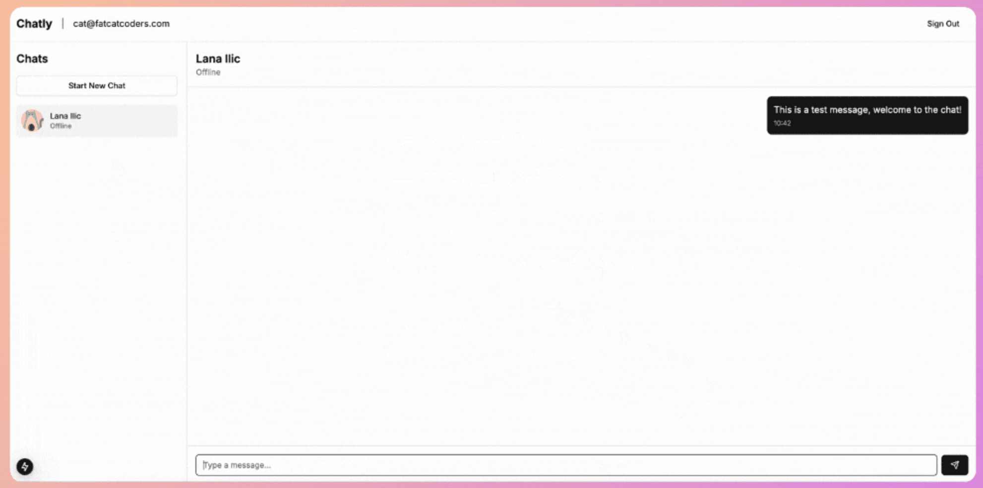 Generated application after the first prompt
